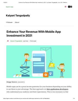 Enhance Your Revenue With Mobile App Investment in 2021