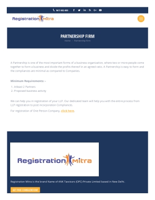 Partnership Firm Registration in Delhi - Registrationmitra.com