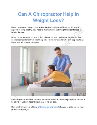 Can A Chiropractor Help In Weight Loss?