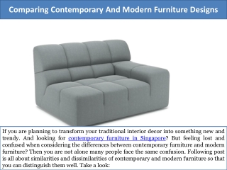 Comparing Contemporary And Modern Furniture Designs