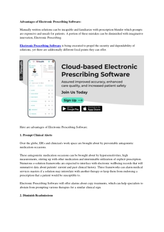 Advantages of electronic Prescribing Software