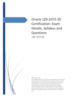 Oracle 1Z0-1072-20 Certification: Exam Details, Syllabus and Questions