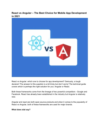 React vs Angular – The Best Choice for Mobile App Development in 2021