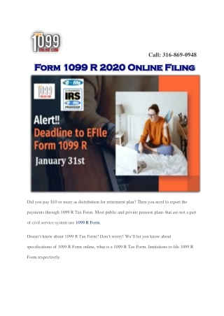 1099 R Tax Form | E File 1099 R Free | File 1099 R Online For 2020