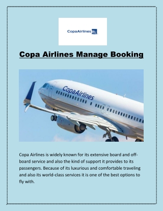 Copa Airlines Manage Booking - 802-808-8991