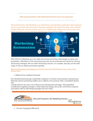 Microsoft Dynamics 365 Marketing Partners