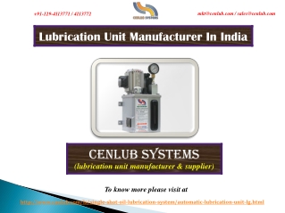 One of The Best Lubrication Unit Manufacturer In India