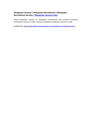 Manpower Services | Manpower Recruitment | Manpower Recruitment Services | Manpower Services India