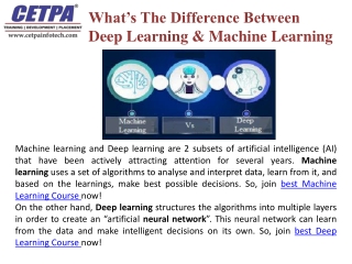 What’s The Difference Between Deep Learning and Machine Learning