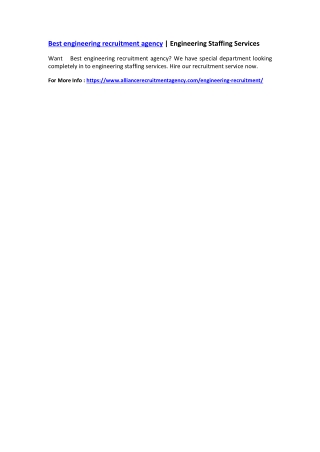 Best engineering recruitment agency | Engineering Staffing Services