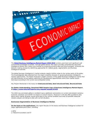 Global Business Intelligence Market 2020 - Competitive Landscape, Trends and Opportunities