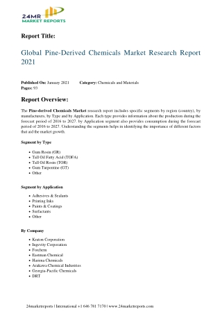 Pine-Derived Chemicals Market Research Report 2021