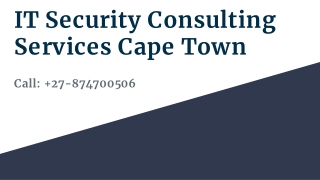 IT Security Consulting Services Cape Town