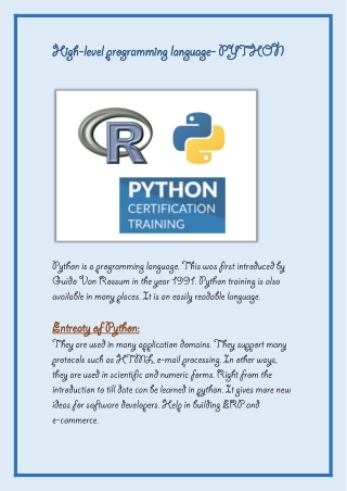 High-level programming language- PYTHON