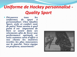 Uniforme de Hockey personnalisé - Quality Sport