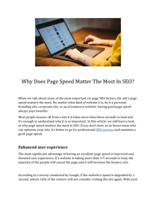 Why Does Page Speed Matter The Most In SEO?