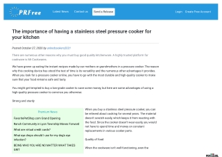 The importance of having a stainless steel pressure cooker for your kitchen