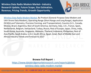 Wireless Data Radio Modem Market– Industry Research Update, Future Scope, Size Estimation, Revenue, Pricing Trends, Grow