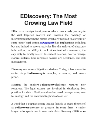 EDiscovery: The most growing law field