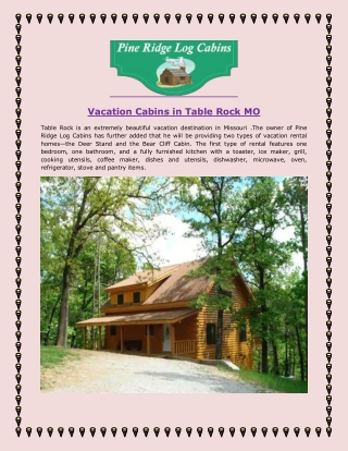 Vacation Cabins in Table Rock MO