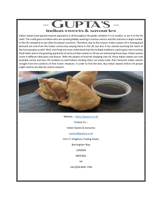 Indian Sweet Shop UK | Guptas.co.uk