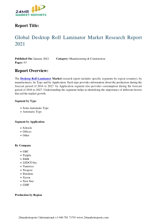 Desktop Roll Laminator Market Research Report 2021