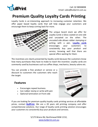 Premium Quality Loyalty Cards Printing