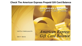 Check The American Express Prepaid Gift Card Balance