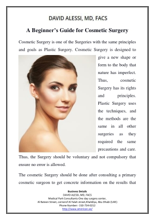 A Beginner’s Guide for Cosmetic Surgery