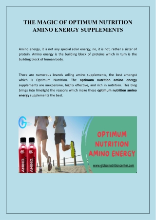 THE MAGIC OF OPTIMUM NUTRITION AMINO ENERGY SUPPLEMENTS