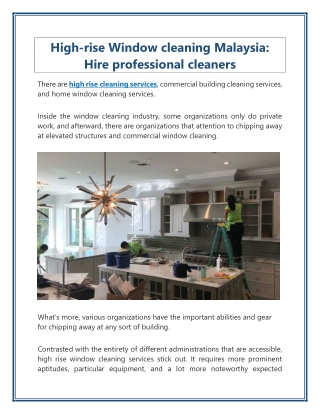 High-rise cleaning Services Malaysia- Hire professional cleaners