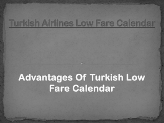 Turkish Airlines Low Fare Calendar