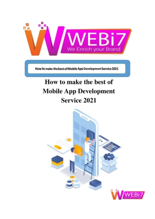 How to make the best of Mobile App Development Service 2021