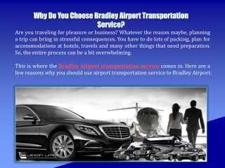 Why Do You Choose Bradley Airport Transportation Service?