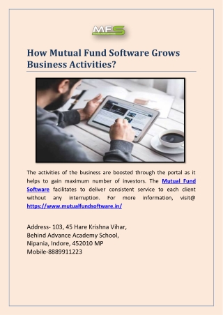 How Mutual Fund Software Grows Business Activities?