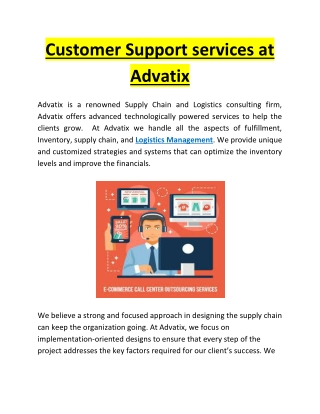 Customer Support services at Advatix