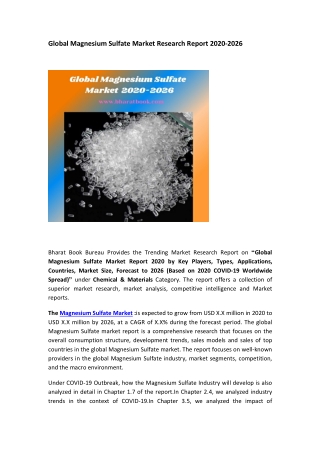 Global Magnesium Sulfate  Market Research Report 2020-2026