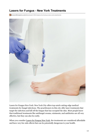 Lasers for Fungus - New York Treatments