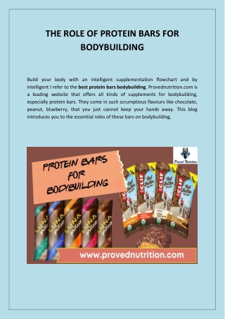 THE ROLE OF PROTEIN BARS FOR BODYBUILDING