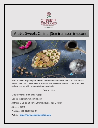 Arabic Sweets Online |Semiramisonline.com