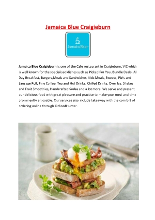 5% Off - Jamaica Blue Menu - Craigieburn Takeaway, VIC