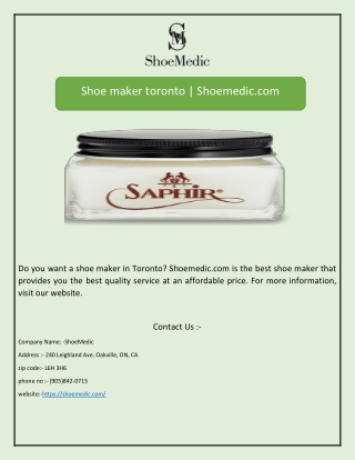 Shoe maker toronto | Shoemedic.com