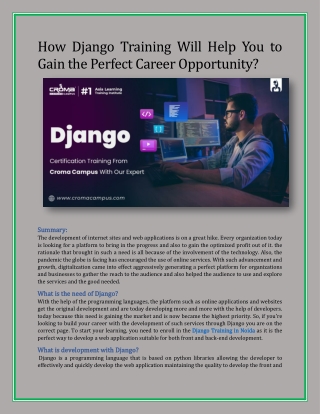 How Django Training Will Help You to Gain the Perfect Career Opportunity?