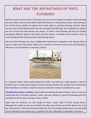 What Are The Advantages Of Vinyl Flooring?