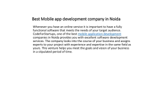 Best Mobile app development company in Noida