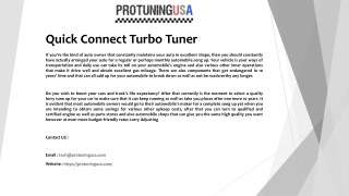 Quick Connect Turbo Tuner
