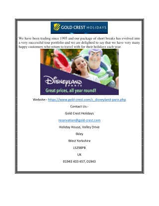 Disneyland Paris Short Breaks Holidays or Tour by Air