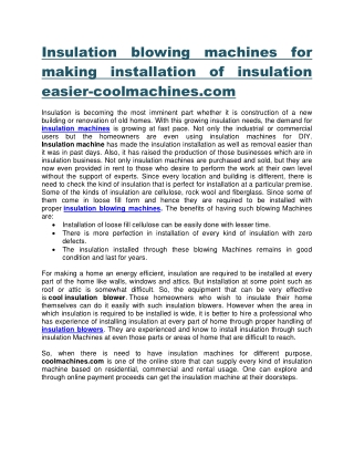 Insulation blowing machines for making installation of insulation easier-coolmachines.com