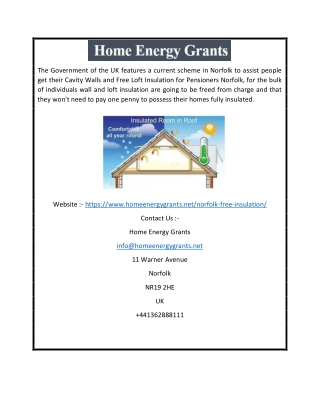 Free Loft Insulation For Pensioners Norfolk | Home Energy Grants