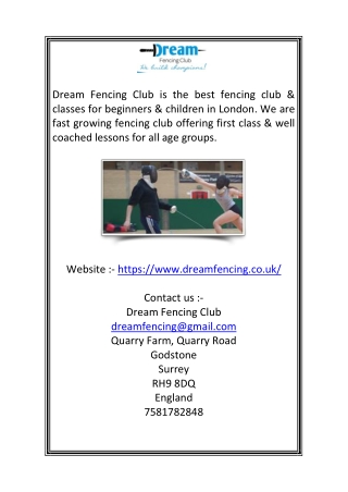 First Class Fencing Lessons for Children in London